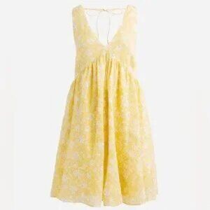 J Crew V-Neck Yellow Floral Swing Mini Dress XXS